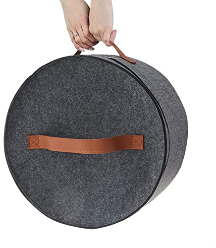 Ditanpu Foldable Travel Hat Organizer - Large Round Sturdy Box With Lid, Zipper, Handle - Toy Container, Women's Travel Hat Box