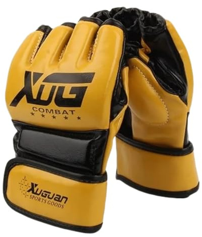 WIVKS Guantes de artes marciales mixtas para hombres y mujeres, guantes de entrenamiento de artes marciales de taekwondo, boxeo Muay Thai, guantes ajustables de medio dedo, kickboxing, lucha, saco de
