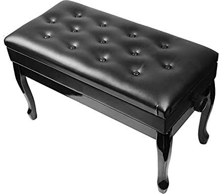 Tabouret de piano réglable en cuir PU avec compartiment à musique caché Noir