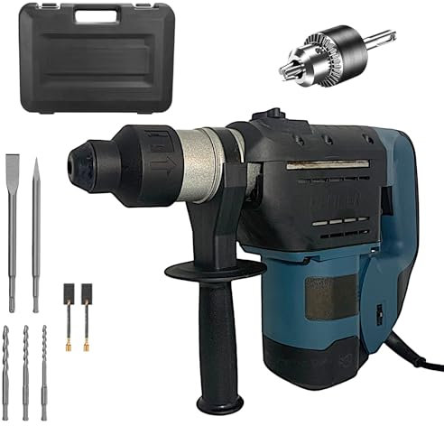 Trapano Martello Demolitore Perforatore 1800W 6.8 Joule SDS PLUS con Regolazione di Velocità 0-900giri/min Potente e Versatile per Foratura e Demolizione include Mandrino a Cremagliera + Accessori