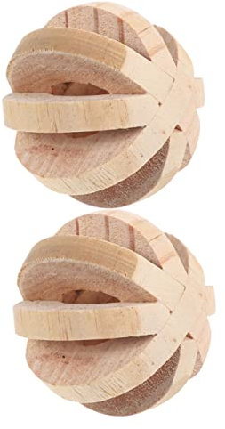 COLLBATH 2stücke Kaninchen Kauspielzeug Holz Ball Mit Glocke Für Hamster Meerschweinchen Ratten Rennmäuse Backenzahnspielzeug Beißspielzeug Kauball Für Kleine Haustiere