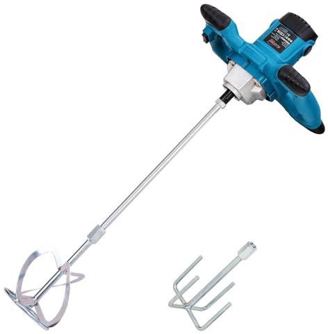 KATSU Tools Electric Paddle Mixer 1000W Portable Mortar Cement Mixing Machine, 6 Variable Speed, Extra Stirrer, for Paint Plaster Concrete (Budget Range) 100036