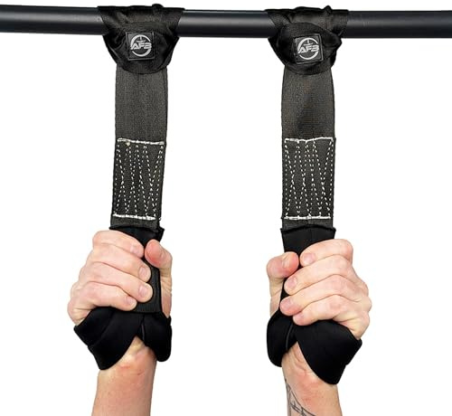 Suspension Trainer Straps - Premium Nylon Bodyweight Fitness Straps for Home & Gym Workouts, Comfortable & Safe with 540lbs Load, Black, Comes in Pairs