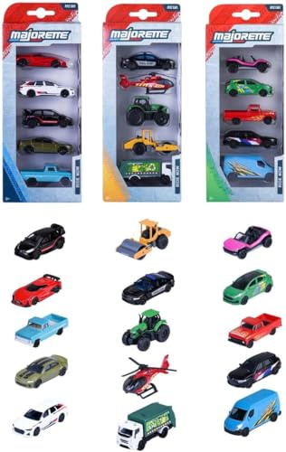 Majorette - 5 Voitures Jouets - 1 des 4 Ensembles différents, avec Roue Libre et Licence, kit Miniature de Voiture au Format Miniature pour Les Enfants à partir de 3 Ans (7,5 cm chacun)