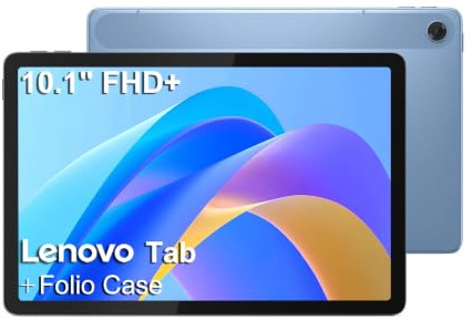 Lenovo Tab M10 10.1 Android Tablet, 128GB eMMC + 128GB SD Card | FHD+ (1920x1200), 8-Core MediaTek, Ultra-Light Design for Kid, Student, Gaming, Long Battery Life, 8MP+5MP Camera, Folio Case