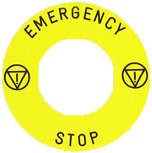 Schneider ZBY9330T Schild Ø60 für not-Halt/not-aus-Taster, Emergency Stop/Logo ISO13850