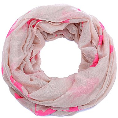 AnJuHoPa Echarpe, Chèche, Foulard en viscose respirante Adorable imprimé animalier pour Femmes et Filles Cheval Rose/Beige