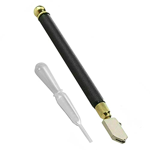 Wress Glass Cutter, Handheld Bottle Glass Cutter, Pencil Style Mirror and Tiles Cutter, Professional Glass Cutting Tool, Diamond Tip and Fitted Wooden Handle