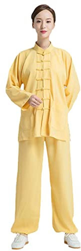 ZEDDG Tai Chi Anzug Damen Herren Chinesische Traditionelle Tai Chi Uniform Kung Fu Kleidung Kampfkunst Wing Chun Taekwondo Kleidung,Yellow-M