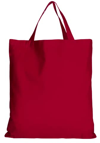 TEXXILLA 10 Stück Baumwolltasche - 28 Farben | mit Zwei kurzen Henkeln | 38x42cm | Jutebeutel | Einkaufstasche | unbedruckt, Farbe:dunkelrot, Größe:10 Stück