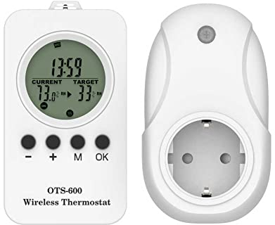 Thermostat Mit Steckdose Heizkörperthermostat Funk-Thermostat Mit Funksteckdose LED Thermostat Heizung Heizungsregelung Temperatur