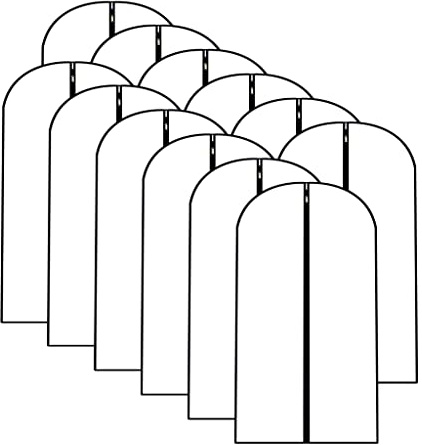 Garment Bags for Hanging Clothes 12 PCS Transparent Waterproof Dustproof Storage for Wardrobe Storage Suit Covers for Closet Cloth Cover Washable Clear Reuse Full Zipper for Suits Gowns 24''x40''