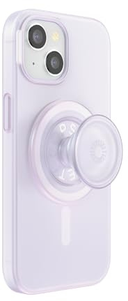 PopSockets iPhone 15 Hülle mit rundem Telefongriff kompatibel mit MagSafe, Handyhülle für iPhone 15, kabellos aufladbar - Opalescent Clear