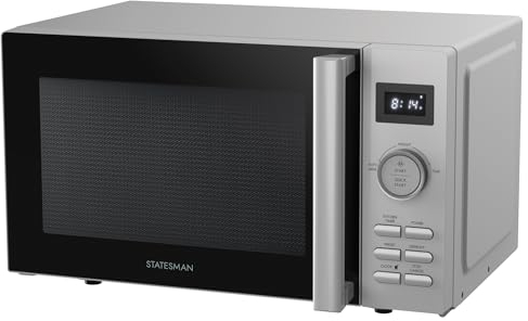 Statesman SKMS0820DSS Solo Digital Microwave, 20 Litre, 800W, 11 Power Levels, 8 Auto Cooking Programmes, 95 Minute Cooking Timer, Stainless Steel