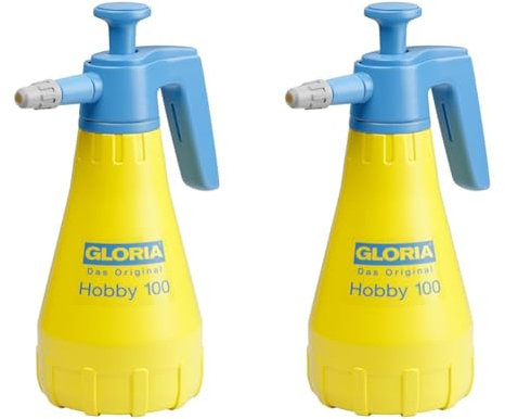 GLORIA Hobby 100, Pulvérisateur à Main à Pression de 1 L | Jardin AV. buse réglable en continu | p. Le Soin et la Protection de Plantes| 3 Bars | Jaune/Bleu (Lot de 2)