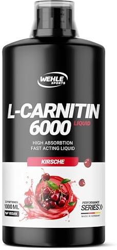 L-Carnitine 6000 Liquid (1000 ml) – Hochdosiert mit 6000 mg L-Carnitin pro Tagesportion – Amino Workout Drink – Kirschgeschmack – Vegan – Wehle Sports (1000ml, Kirsche)
