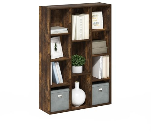 Furinno Luder Libreria reversibile a 11 cubi con scaffale aperto, Pino Ambrato