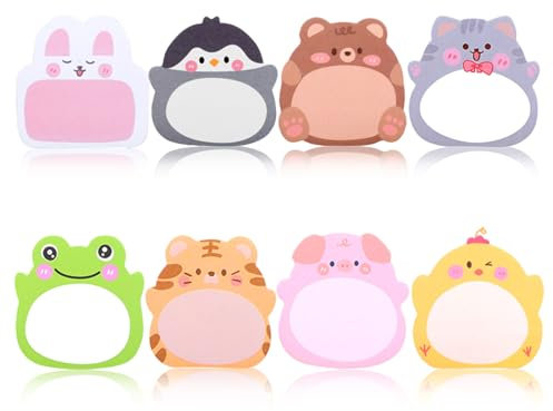 8 Stück Haftnotizen Kinder, Kleine Haftnotizen Lustig Tier Haftnotiz Niedliche Schulsachen Klebezettel Kinder TierföRmiger Haftnotizblock für Geschenke Mitgebsel Büro Studenten Etikettengeschenke