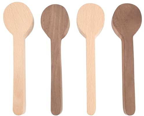 ZyfroaaQ Wood Carving Spoon Blank Beech and Walnut Wood Unfinished Wooden Craft Whittling Kit for Whittler (4Pcs)