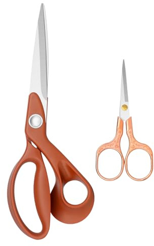 Frepxzlk Lot de 2 ciseaux de couture robustes de 25,4 cm + ciseaux de couture de 12,7 cm, ciseaux de couture pour modification, couture, coupe de tissu, vêtements