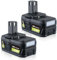 2 pack 18V 5.5Ah P108 Lithium Ion Battery replacement for Ryobi 18V Battery P108 RB18L50 RB18L40 RB18L25 RB18L20 RB18L15 RB18L13 P102 P103 P104 P105 P106 P107, Compatible with Ryobi 18V Power Tools