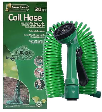 Efymosce Gartenschlauch Spiralschlauch, Gartenschlauch mit Brause, Flexibler Wasserschlauch für Gartenbrause mit 8 Funktions Brause, Brausekopf Gartenbewässerung für Autowäsche, Gartenarbeit (20M)