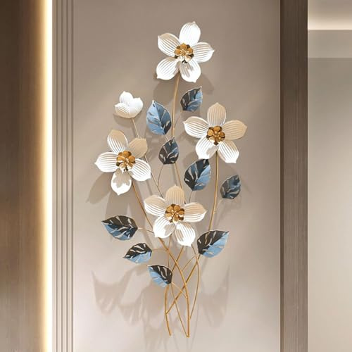 SYLUOQP Decorazioni Parete Metallo retrò, 3D Fiori Scultura da Parete Moderna Design Quadri in Ferro Battuto per Casa Soggiorno Cameretta, Regali Arte Decorativi Fatti a Mano