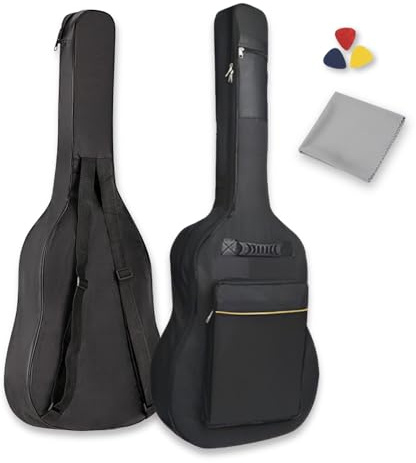 Kyokondo Funda Guitarra española, o acústica – Kit Completo con paño y 3 púas – Protección Acolchada, Ligera y Resistente – Ideal para Empezar cuidando tu Guitarra (Funda de Guitarra Universal, 1)