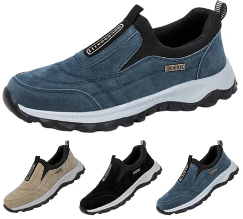 TDEOK Zapatos de exterior para hombre de invierno sin cordones para caminar, zapatos deportivos ligeros, anchos, antideslizantes, para caminar, deportivos, para correr por carretera, Eu36-47