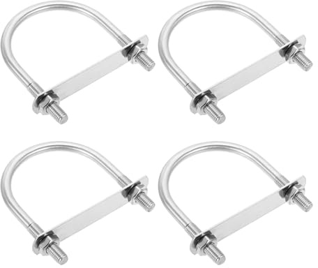 QUARKZMAN 4 Unidades Pernos En U Redondos M10 76mm(2.99) Ancho Interior | 201 Pernos En U De Acero Inoxidable, 115mm(4.53) Longitud, Con Placas Y Tuercas, Para Automóvil Remolque