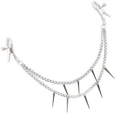 Adjustable Nipple Clamps for Women with Chain and Textured Tips,Breast Clamps Screw Clip,Stainless Steel Non Piercing Nipple Rings Decorative Clip,for Women/Men Adjustable Pressure Breast Clamps