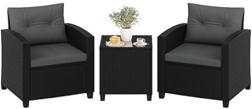 YaheetechＣonjunto Jardin Exterior Muebles Jardin Exterior Muebles Terraza con Mesa de Vidrio，Sillas de Ratán para Balcón