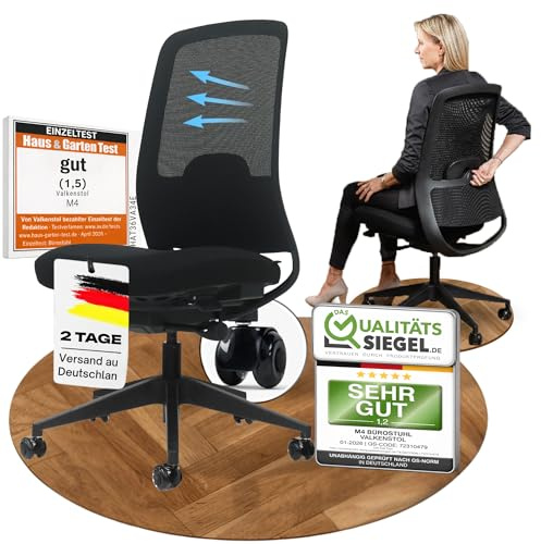VALKENSTOL M4 Bürostuhl Ergonomisch Testsieger, Einstellbarer für maximale Bewegungsfreiheit, Rückenfreundliche Bürostühle, Lendenwirbelstütze Schreibtischstuhl für Büro und Home Office Chair