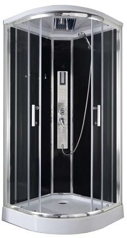 Box cabina doccia circolare TREND 1 90x90x215cm vetro 5mm temperato e profili in alluminio radio touchscreen 3 getti idromassaggio illuminazione a led CL70