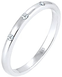 Elli DIAMONDS Bague Femme Anneau Ruban avec Diamant (0.045 ct) en Argent Sterling 925