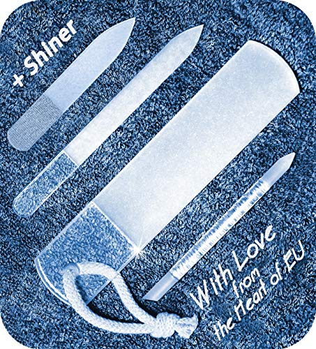 Juego de Limas de Cristal Checo para Uñas - Lima de Pulido Multifunción, Empujador de Cutículas de Precisión, Superficie Incisa, Manicura y Pedicura, Cuidado de las Uñas y Nail Art Profesional