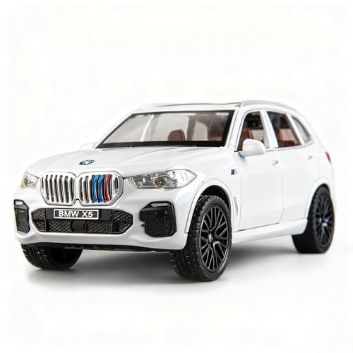 BDTCTK 1:32 Comapatible for X5 SUV Model Car Toy, Zinc Alloy Pull Back Toy car with Sound and Light for Kids Boy Girl Gift(White)