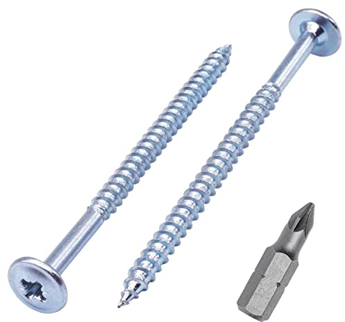 SKIR'CO (40 st) Zinkpläterat stål 4,0 x 65 mm silverträskruvar, metallskruvar, våffelhuvud, Pozidriv, självgängande