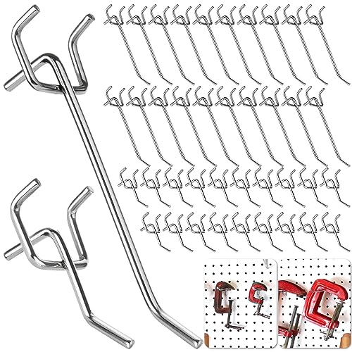 STARVAST 60 PCS Crochets pour Panneaux Perforés, 5CM et 10CM - Crochet Mural pour Panneau Perforé - Affichage, Organisation d'Outils, Établi, Rayonnages de Magasins