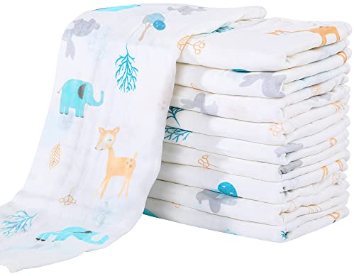 Yoofoss Panni Burp in Mussola per Neonati Confezione da 10 100% Cotone Salviette per Neonati Grandi 27X50cm Super Morbidi e Assorbenti per Ragazzi Ragazze