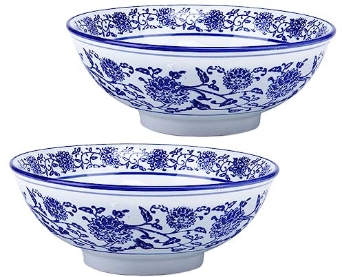 Zerodeko 2stücke Ramen Schüssel Retro Stil Keramik Schale Groß Gemüse Schüssel Vintage Nudelschale Leicht Zu Reinigen Kochgeschirr Für Suppen Salate Obst