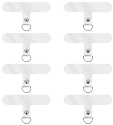 WKRTDY Correa de cordón para móvil con 8 Parches de Repuesto y Anillo metálico Accesorio Antipérdida,Almohadillas de cordón para teléfono móvil,Parche Transparente