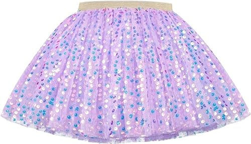 Hykiee Tüllrock Mädchen Kinder Lila, Weiches Kleinkind Baby Prinzessin Tütü Rock, Funkelnden Pailletten Minirock 3 Geschichtet Rüsche Tanz Ballettrock Kleid für Geburtstag Party Kleidung 2-6 Jahre