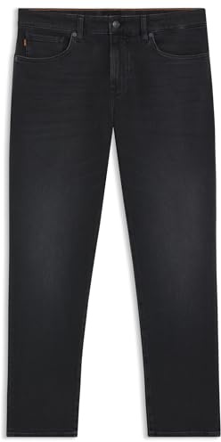 BOSS Jean Tapered Fit Noir en Denim Stretch Confortable