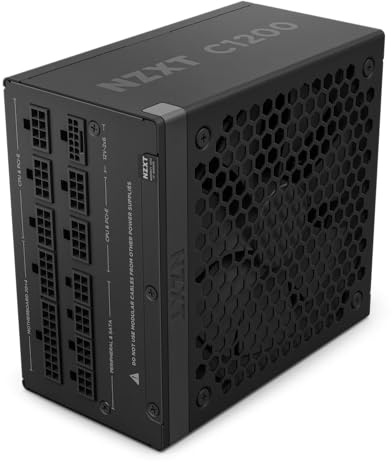 NZXT C1200 Gold ATX 3.1 - Fully Modular Low-Noise PC Gaming Power Supply - 1200 Watts - 80 PLUS Gold - 12V-2x6 Connector - Zero Fan Mode - 100% Japanese Capacitors - Black