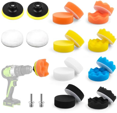 TNOMSNO 22PCS Spugna per lucidatura auto, Platorello per Trapano 80mm Kit Lucidatrici Auto, Tamponi Lucidatura Auto per Auto Rettifica Ceratura