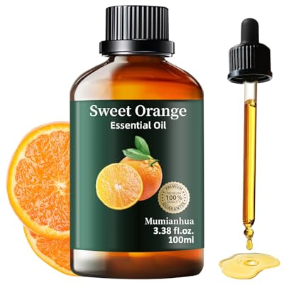 Mumianhua Huile Essentielle d'Orange Douce Pure, Mumianhua Huile de Orange Naturelle pour Diffuseur, Humidificateur, Purificateur d'Air, Soins de la Peau, Maison, Savonnerie, Bougies,Nettoyage 100 ml‌