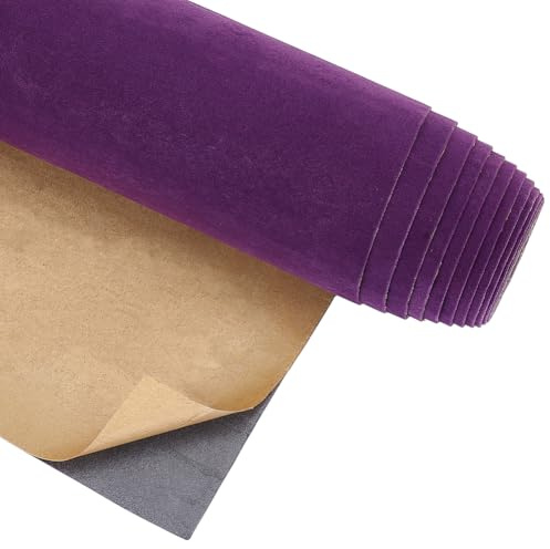 BENECREAT 4mx25cm Dark Purple Self Adhesive Velvet Fabric Roll, Adhesive Velvet Flocking Liner, Velvet Drawer Liner for Jewelry Drawer Box Decoration