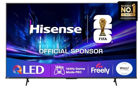 Hisense 75 75E78QTUK PRO 144Hz QLED Smart AI TV - Hi-View AI Engine, 144Hz Game Mode PRO, Dolby Atmos, Quantum Dot Colour with Freely, Disney +, YouTube, Netflix
