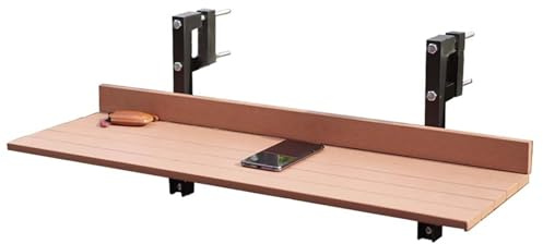 FAXJRU Tavolo Sospeso per Balcone Pieghevole per Ringhiera, Tavolo da Bar all'Aperto,Tavolino per Esterno, Multifunzionale,Tavolino da caffè, Salvaspazio Colore del Legno 80 * 25 cm